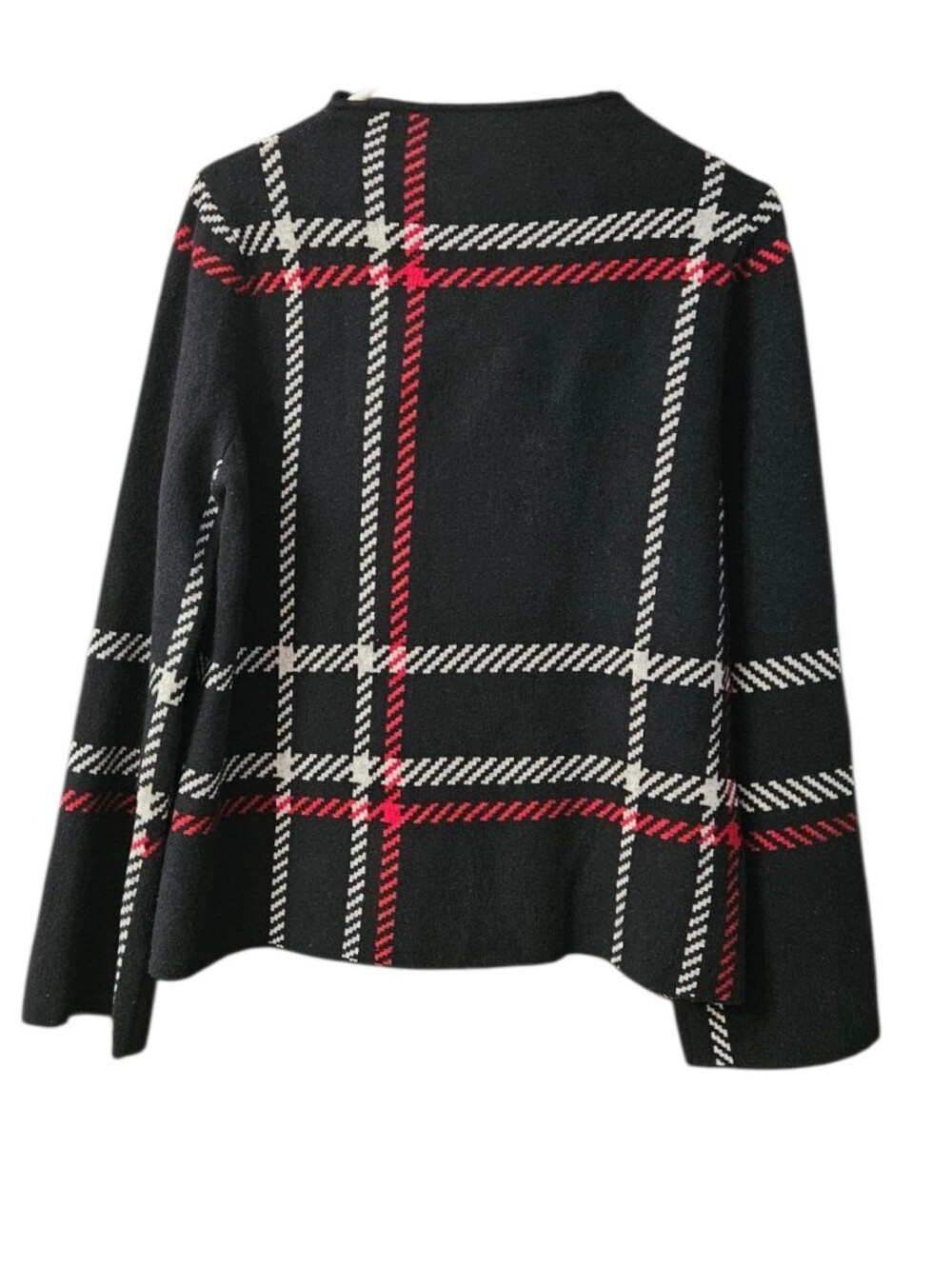 Ann Taylor Mock Crew Sweater Wool Blend Women's L Black Red White